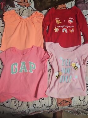 Various Brands Girls 4-Pack Tops - Pink, Coral & Red Mix